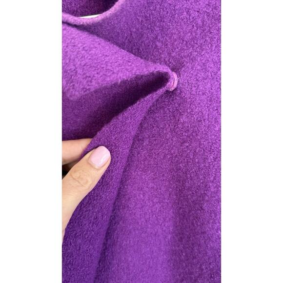 Eileen Fisher Womens Purple Wool Coat Cape Open Front Cuff Sleeves Size S 1796 - Picture 5 of 10